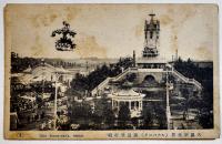 絵葉書　大阪名所8枚(ルナパーク-索道飛行船,通天閣/道頓堀/大阪新世界正面通り/天満橋/他)少汚れ有り　戦前