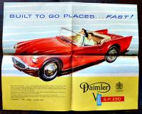 (英)Daimler PRESENTS THE V8 S.P.250(デムラーSP250)カタログ　拡げたサイズ50.5×40.5㎝ 折目セロテープ補修 1959年