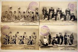 絵葉書　八景踊り　モノクロ写真版4枚(1枚端痛)長野県主催一府十縣聯合共進会　明治41年