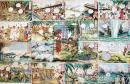 絵葉書　大東亜陸海皇軍南方進撃　小野寺秋風画カラーイラスト16枚組袋付美品　武揚堂　戦中戦時