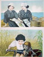 皇軍慰問ヱハガキ　銃後のかほり　美人画カラーイラスト6枚袋付美品　戦中戦時
