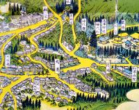 鳥瞰図　信州野澤温泉案内(裏面旅館商店案内17軒掲載)54×39.5㎝　中央館常盤屋　大正13年