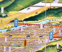 鳥瞰図　京王電車沿線名所図絵　吉田初三郎画　75×17.5㎝表紙付　昭和3年