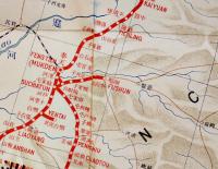 満洲旅行案内/南満洲鉄道線路図　53.5×38㎝両面印刷並上品　南満洲鉄道株式会社　戦前