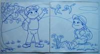 ペコちゃんポコちゃんぬりえ　20×19.5㎝8ｐ　不二家　1960〜70年代