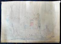 大判多色刷木版画　続昭和職業絵尽「紙芝居」39.5×29㎝　和田三造画/毛筆署名捺印入 京都版画院　昭和29〜31年