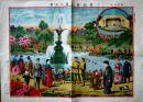 東京名所　日比谷公園之光景　54.5×39.5㎝　多色砂目石版画　天正堂画局　大正14年