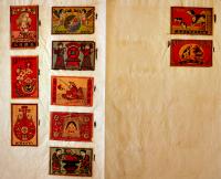 マッチラベル燐寸票110枚　国内用/中国輸出用　和紙台紙に貼込　明治頃/昭和初期頃