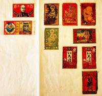 マッチラベル燐寸票110枚　国内用/中国輸出用　和紙台紙に貼込　明治頃/昭和初期頃