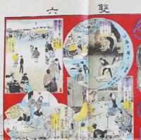 明治24年複刻双六　教育勅語雙六　多色印刷98×71㎝美品　発行人・原亮三郎/発行所・金港堂