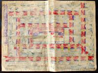 新板都路入東海道五十三驛道中雙六　芳藤画/辻亀板　多色摺り木版画49.5×36.5㎝袋付美品　明治版