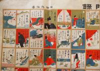 百人一首（絵札読札2シート揃い）中村不折画/岡田起作書　各B2判　東京朝日新聞附録　明治42年