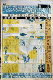大判掛図■消毒-持久性瓦斯に依る汚毒物の消毒■75×51㎝■紙にシミ汚れ劣化有り　戦中戦時 