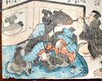 (無款) 地震鯰繪　木版多色刷り37.3×25.5㎝少ハゲ有り(江戸期オリジナル版)　安政頃摺り