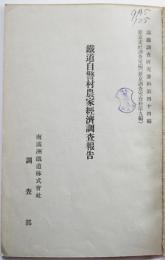 鐵道自警村農家経済調査報告　南満州鐵道（株）調査部　昭和16年