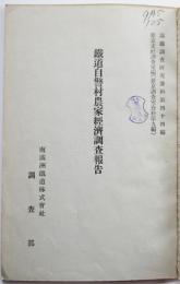 鐵道自警村農家経済調査報告　南満州鐵道（株）調査部　昭和16年