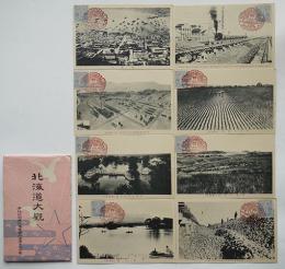 北海道大観　平和記念東京博覧会記念絵葉書　単色写真8枚　袋付き　大正11年