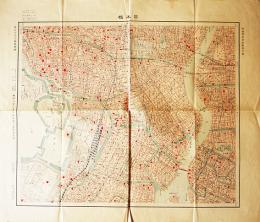 東京市火災動態地図　日本橋　一万分之一　文部省震災予防調査会編輯発行　大正13年　関東大震災