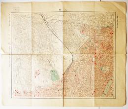 東京市火災動態地図　上野　一万分之一　文部省震災予防調査会編輯発行　大正13年　関東大震災