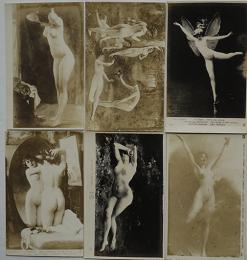 アンティークポストカード　裸婦・ヌード　モノクロ6枚　フランス製　1910年代　