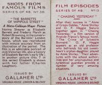 煙草カード　映画エピソードシリーズ65枚　英国GALLAHER LTD. 1936年