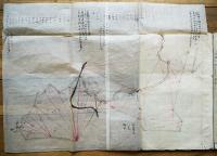 造林原野全立面図　彩色肉筆図面5枚組　熊本県上益城郡福田村大字福原　明治34年