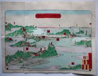金澤八景略図　多色刷り木版画鳥瞰図　袋付き　金澤飛石金龍院蔵　明治頃