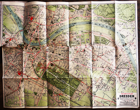 独）ドレスデン市街図 縮尺1：11,700 多色刷り 1930年 / 古書 古群洞