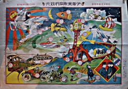 少年未来旅行双六　有本芳水案・川端龍子画「日本少年」附録　実業之日本社　大正7年
