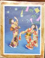 「少女倶楽部」口絵原画「七夕と踊る少女」エアーブラシ写真修正　取扱注意　昭和14年頃