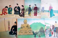 戦時紙芝居「物語愛国百人一首」納富康之・作/佐東大朗子・画　全20枚揃い　昭和18年