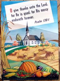 ポスター「主に感謝せよ。主は善い方であり、その慈しみは永遠である。」聖書詩篇136　合衆国政府印刷局 1947年