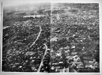 𦾔佐原市鳥瞰図（現千葉県香取市）讀賣ヘリコプターより撮影大判写真4枚組　村中新聞舗　昭和30年