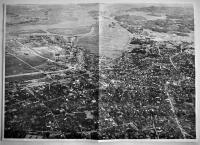 𦾔佐原市鳥瞰図（現千葉県香取市）讀賣ヘリコプターより撮影大判写真4枚組　村中新聞舗　昭和30年