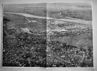𦾔佐原市鳥瞰図（現千葉県香取市）讀賣ヘリコプターより撮影大判写真4枚組　村中新聞舗　昭和30年