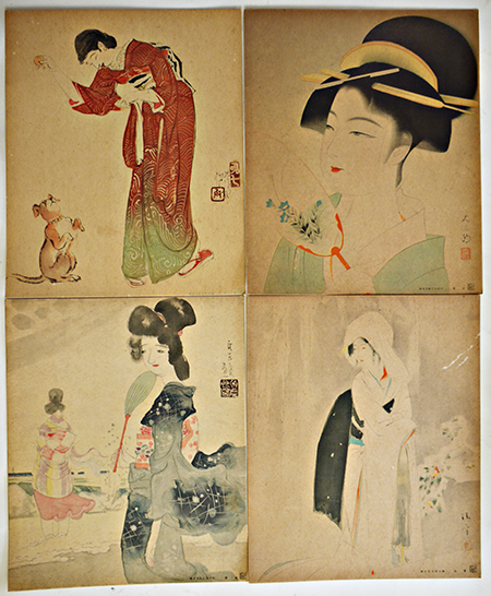 夏姿美人画の傑作色紙集 高畠華宵他7枚入 主婦之友社 昭和7年 / 古本