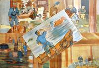 戦時紙芝居「家」全20枚揃い　脚本・大島萬世/絵画・村上巌　日本教育画劇(株)　昭和18年