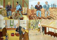 戦時紙芝居「家」全20枚揃い　脚本・大島萬世/絵画・村上巌　日本教育画劇(株)　昭和18年