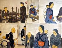 戦時紙芝居「殊勲の蔭に」全20枚揃い　原作・大山真佐夫/絵画・野々口重　日本教育画劇(株)　昭和17年