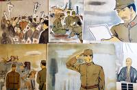 戦時紙芝居「殊勲の蔭に」全20枚揃い　原作・大山真佐夫/絵画・野々口重　日本教育画劇(株)　昭和17年