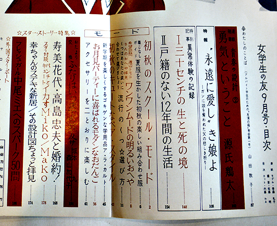 女学生の友」第13巻8号 表紙・笹森礼子 絵・藤田ミラノ/藤井千秋/他