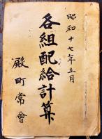 各組配給品計算帳/青物出荷供出覚帳/戦災者衣類布団供出控帳/小作米収納控簿/他16点一括　常会　隣組　昭和18〜22年