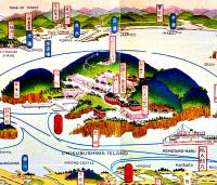 琵琶湖鉄道汽船交通鳥瞰図/びわ湖めぐりみどり丸リーフレット 太湖汽船 戦前