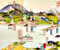 琵琶湖鉄道汽船交通鳥瞰図/びわ湖めぐりみどり丸リーフレット 太湖汽船 戦前