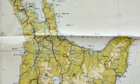 ニュージーランド北部　多色刷り　二百万分一太平洋周域（南部）輿地図一号　昭和17年