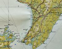 ニュージーランド北部　多色刷り　二百万分一太平洋周域（南部）輿地図一号　昭和17年