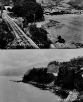 大船渡線細浦大船渡間鉄道開通記念絵葉書　白黒写真4枚組タトウ付  鉄道省盛岡建設事務所　昭和9年