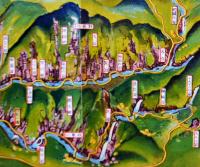 昇仙峡案内（鳥瞰図）画者不詳　甲府駅前御嶽自動車株式会社　戦前