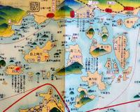 瀬戸内海航路図（長尺鳥瞰図）画者不詳　駸々堂旅行案内部　昭和6年