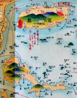 瀬戸内海航路図（長尺鳥瞰図）画者不詳　駸々堂旅行案内部　昭和6年